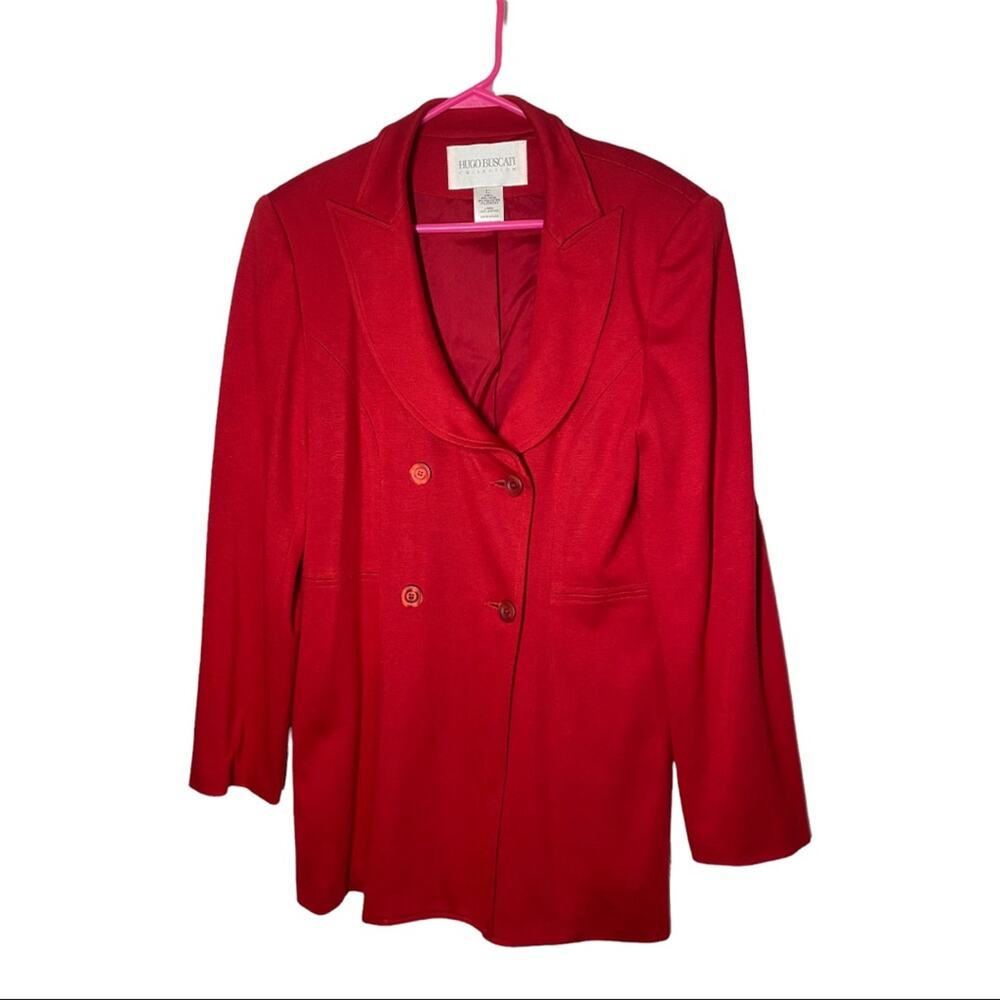 Hugo Buscati Collection Double Breasted Dress Coat Red Size 12 Made in USA